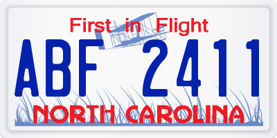 NC license plate ABF2411
