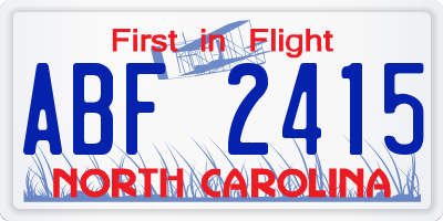NC license plate ABF2415