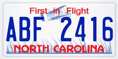 NC license plate ABF2416