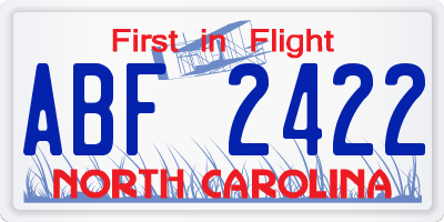 NC license plate ABF2422