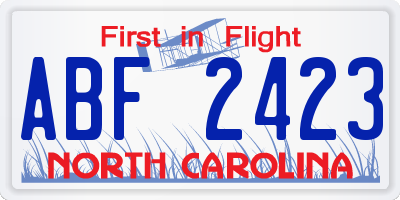 NC license plate ABF2423