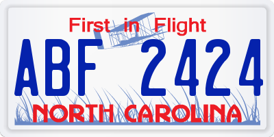 NC license plate ABF2424