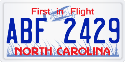 NC license plate ABF2429