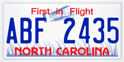 NC license plate ABF2435