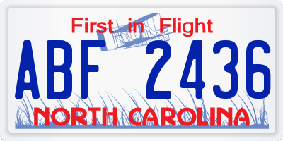NC license plate ABF2436