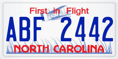 NC license plate ABF2442