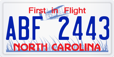 NC license plate ABF2443