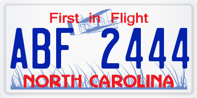NC license plate ABF2444