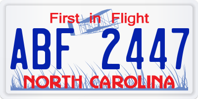 NC license plate ABF2447
