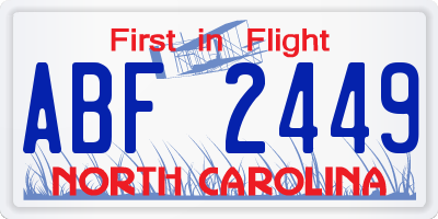 NC license plate ABF2449