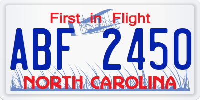 NC license plate ABF2450