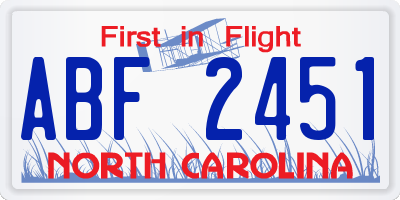 NC license plate ABF2451