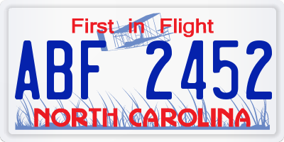 NC license plate ABF2452