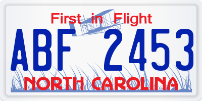 NC license plate ABF2453