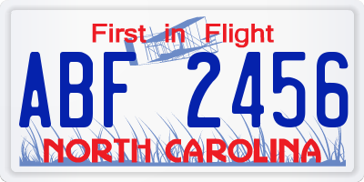 NC license plate ABF2456