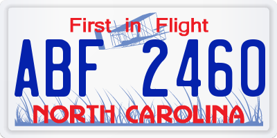 NC license plate ABF2460