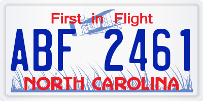 NC license plate ABF2461