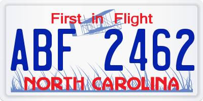 NC license plate ABF2462