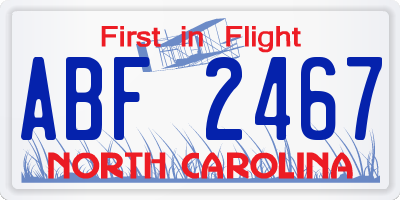 NC license plate ABF2467