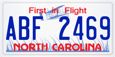 NC license plate ABF2469