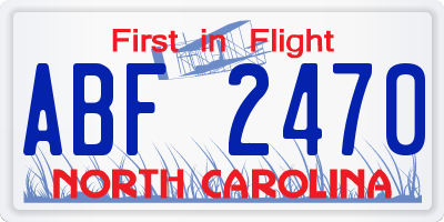 NC license plate ABF2470