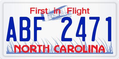 NC license plate ABF2471