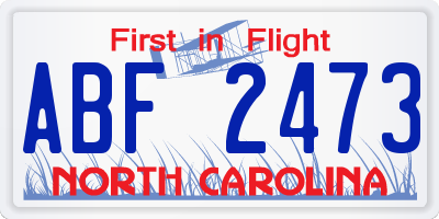 NC license plate ABF2473