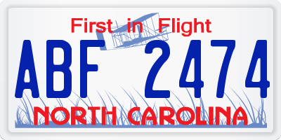 NC license plate ABF2474