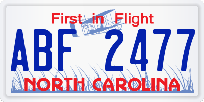 NC license plate ABF2477