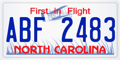 NC license plate ABF2483