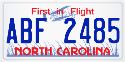 NC license plate ABF2485
