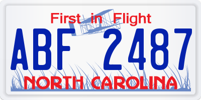 NC license plate ABF2487