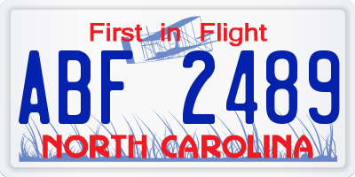 NC license plate ABF2489