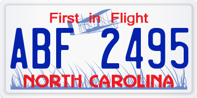 NC license plate ABF2495