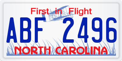 NC license plate ABF2496
