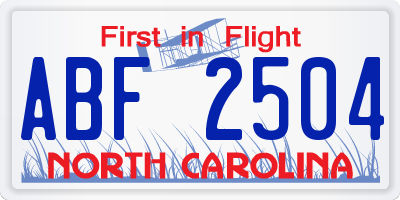 NC license plate ABF2504
