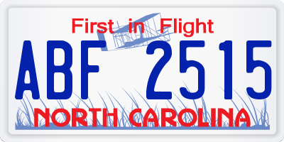 NC license plate ABF2515