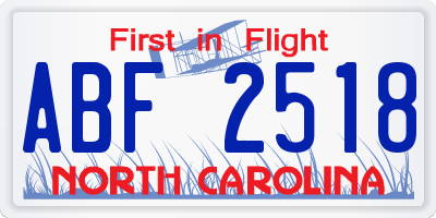 NC license plate ABF2518