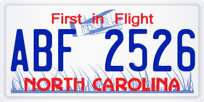 NC license plate ABF2526