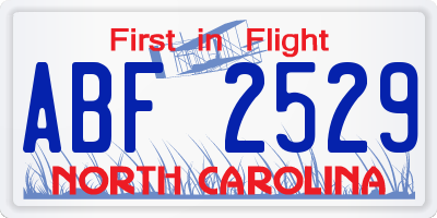 NC license plate ABF2529