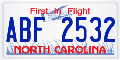 NC license plate ABF2532