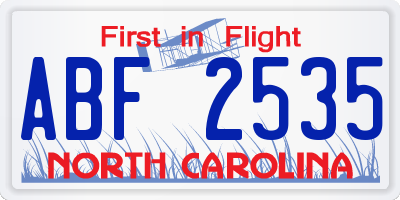 NC license plate ABF2535