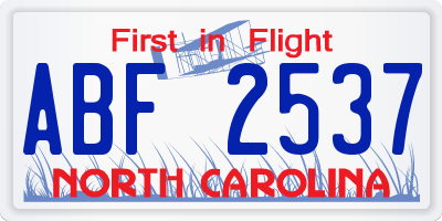 NC license plate ABF2537