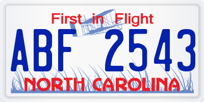 NC license plate ABF2543