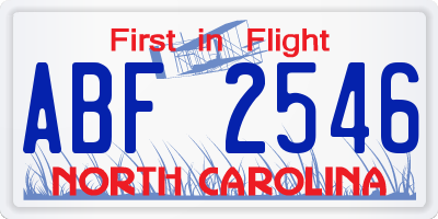 NC license plate ABF2546