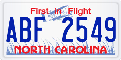 NC license plate ABF2549