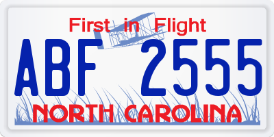 NC license plate ABF2555