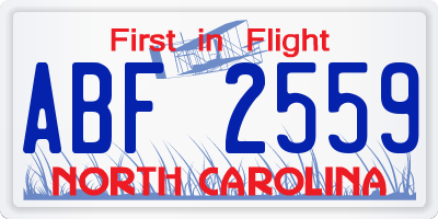 NC license plate ABF2559