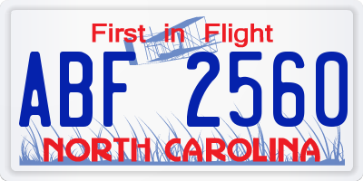 NC license plate ABF2560