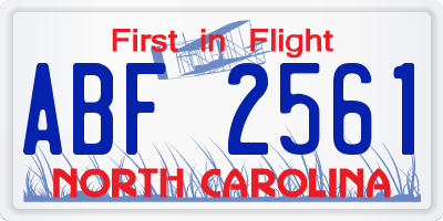 NC license plate ABF2561
